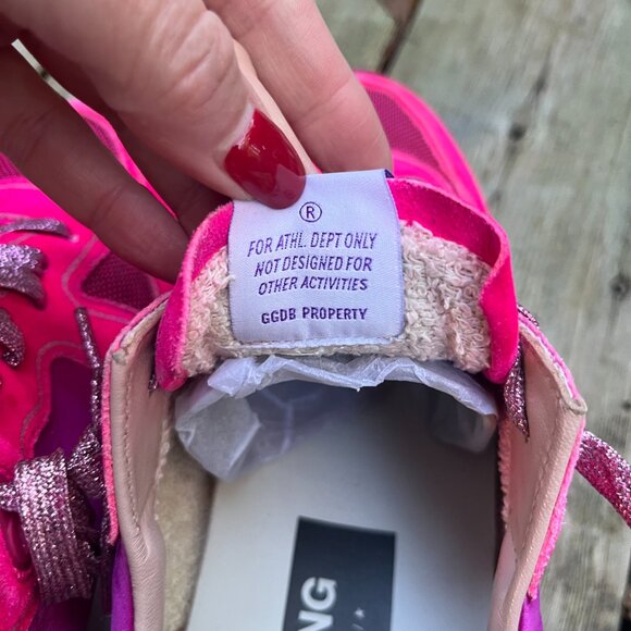 Golden Goose Running Sole Sneakers Pink Metallic Suede Size 40 - Picture 5 of 9